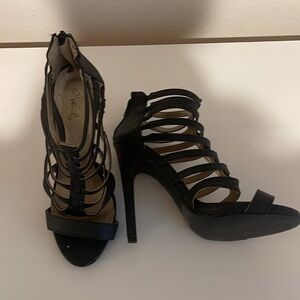 black strappy heels
